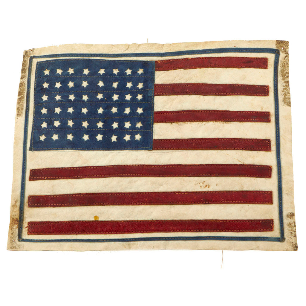 Original U.S. WWII US Army Air Forces CBI A2 Jacket American Flag Multi-Piece Leather Patch - 10” x 7 ½” Original Items