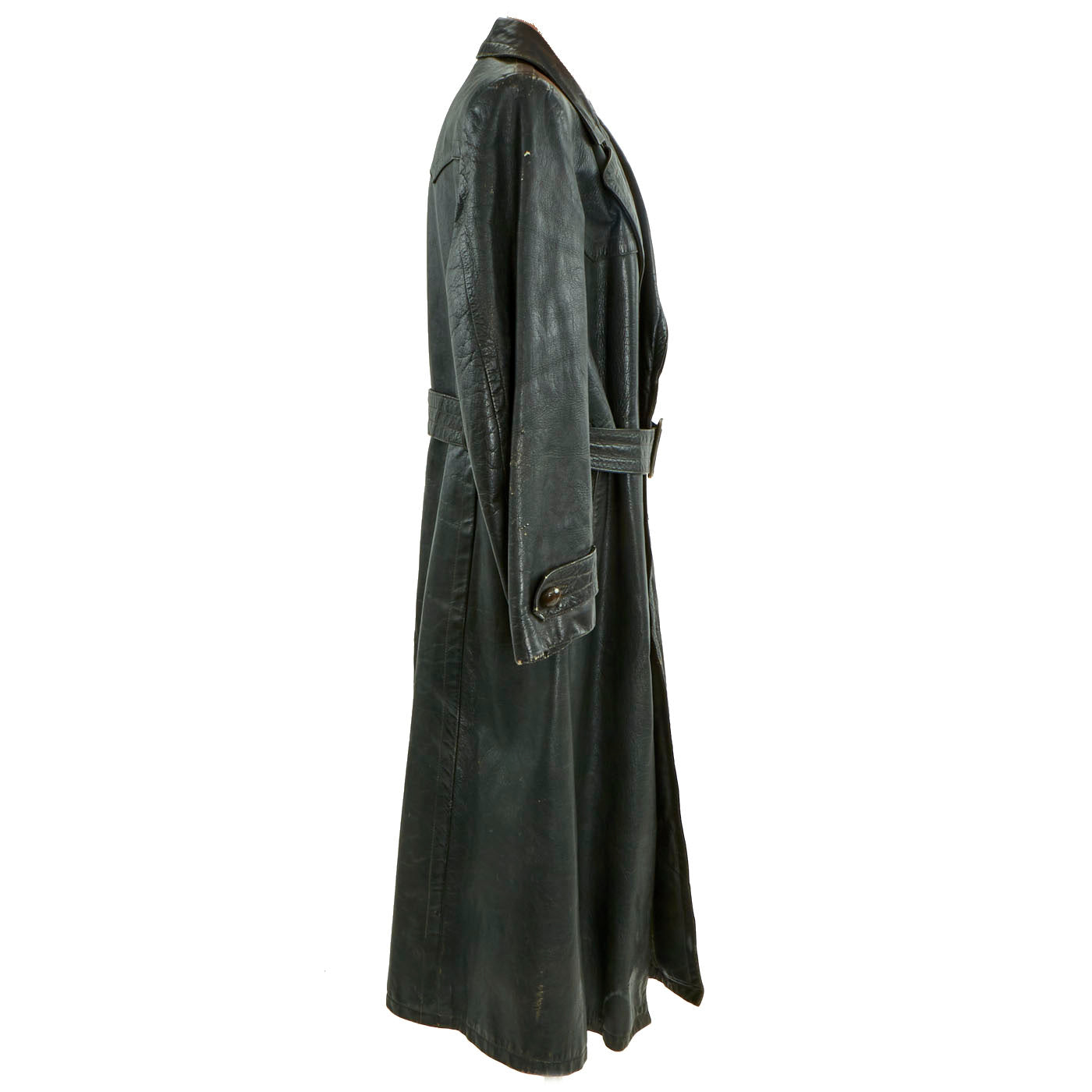 Original German WWII Officer Black Leather Greatcoat by Striwa ...