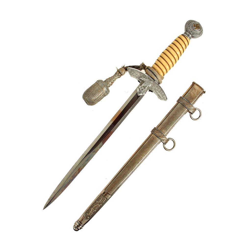 Original WWII German 2nd Model Luftwaffe Dagger by Rare Maker Rudolf Büchel with Scabbard & Portepee Original Items