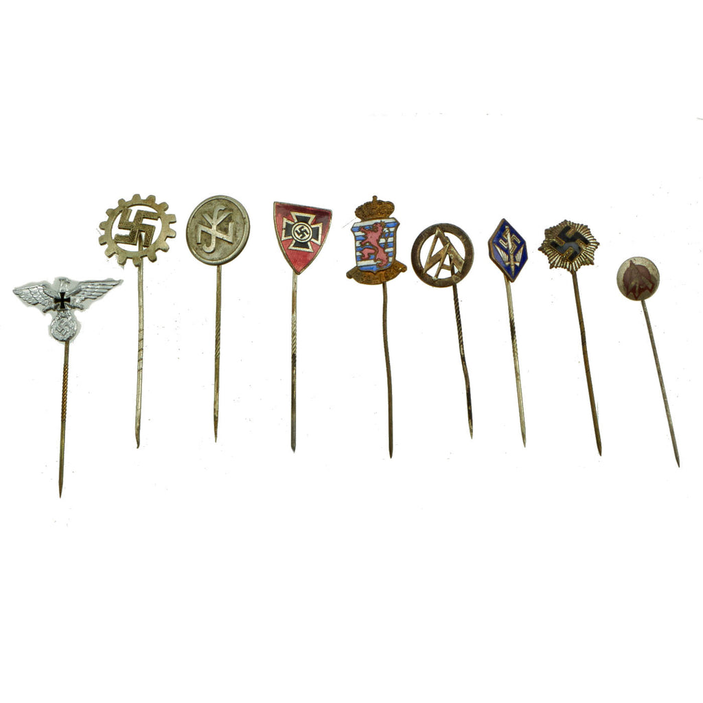 Original German WWII Stick Pin Insignia Lot - 9 Items Original Items