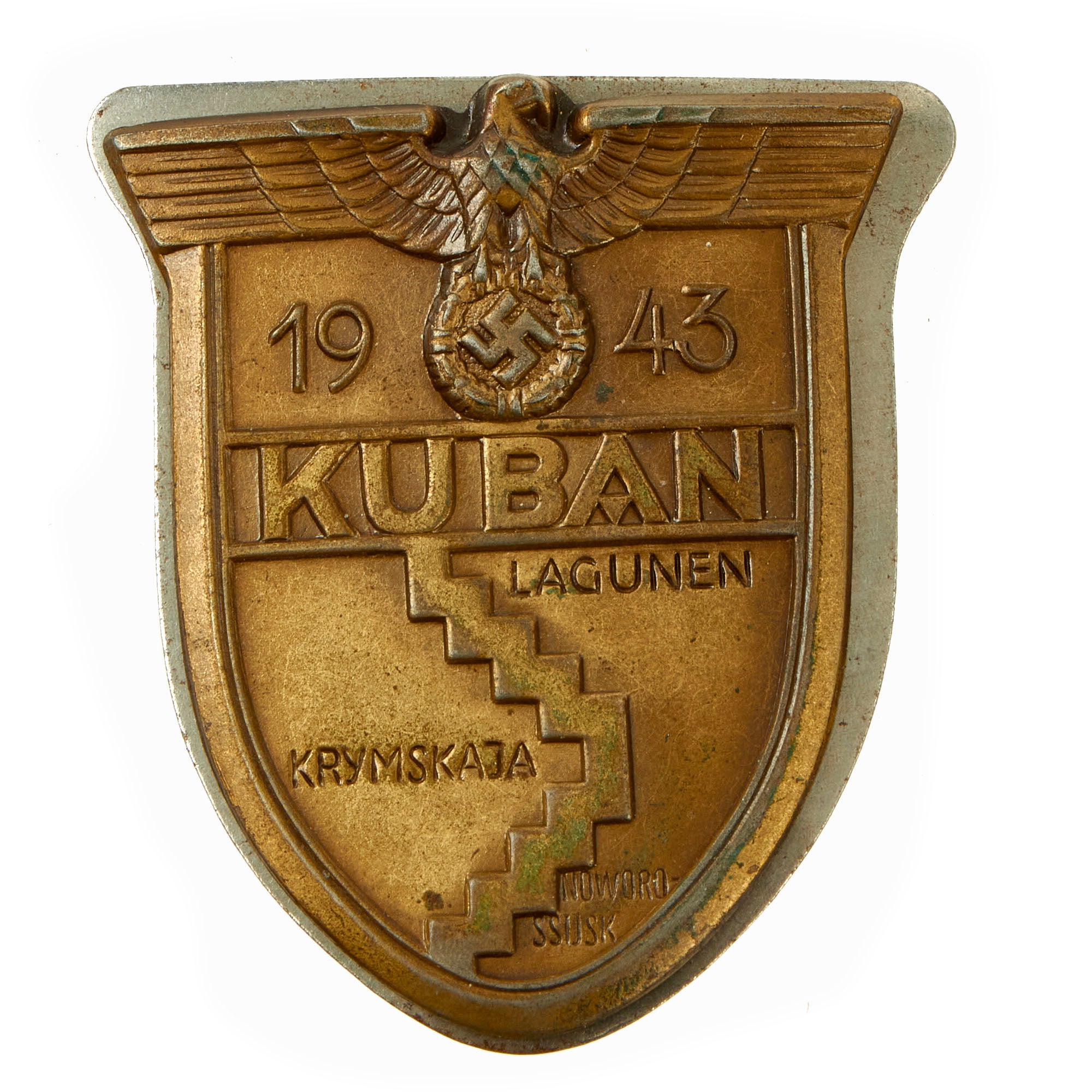 Original German WWII Kuban Bridgehead Shield Decoration with