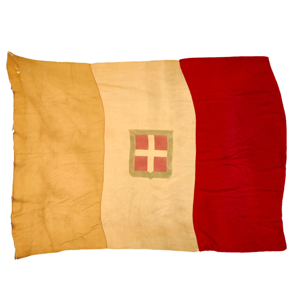 Original Italian WWII Kingdom of Italy Flag With Savoy Coat of Arms - 42” x 53” Original Items