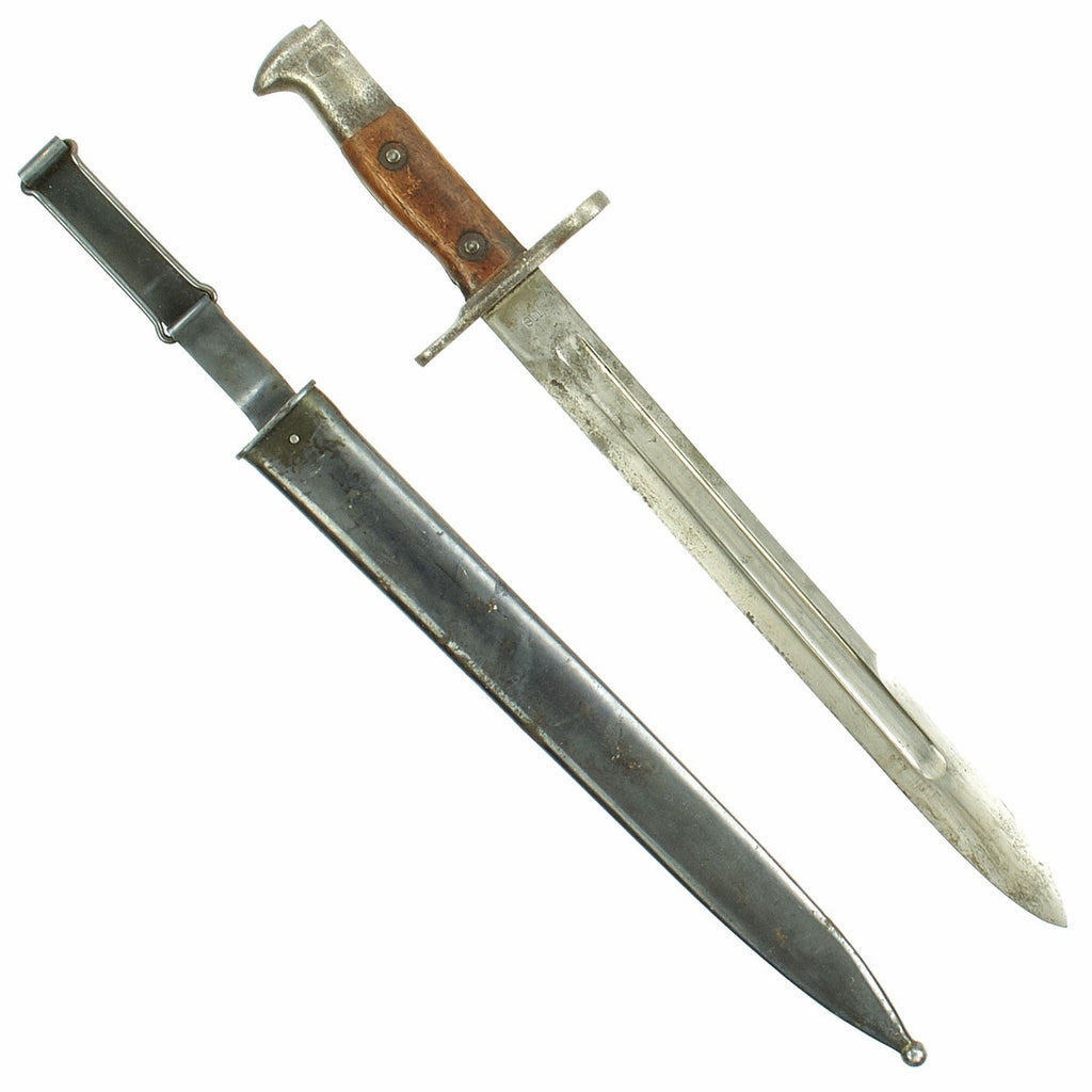 Original U.S. Pre-WWI M1892 Bayonet and Scabbard for Springfield Krag-Jørgensen Rifles - dated 1902 Original Items