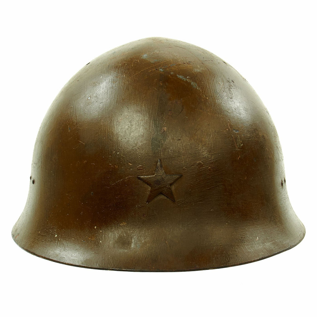 Original Japanese WWII Type 92 Army Combat Helmet with Liner and Chinstrap - Tetsubo Original Items