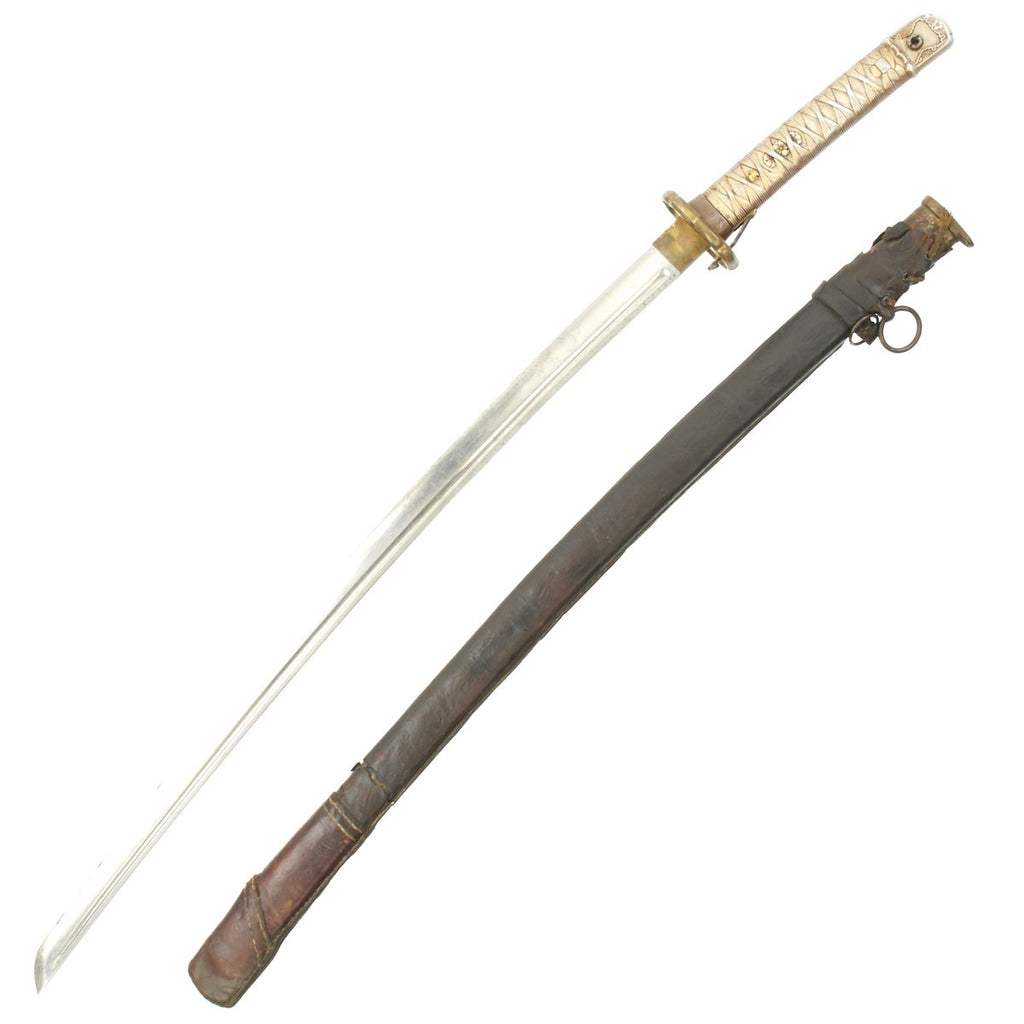 Original WWII Japanese Army Type 95 NCO Katana Sword with Leather Cover and Matching Serial Numbers Original Items