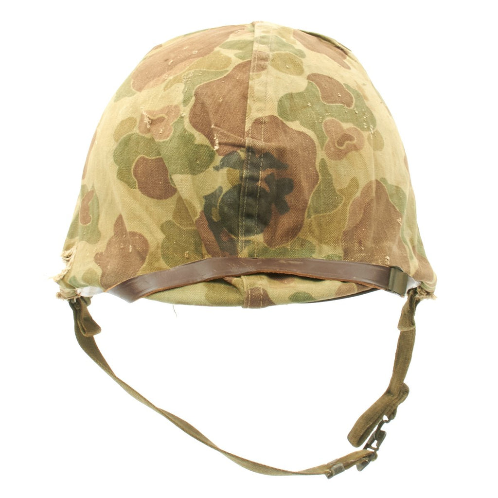 Original WWII USMC M1 McCord Front Seam Fixed Bale Helmet with MSA Liner and Cover Original Items