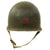 Original U.S. WWII USMC Red Patch Shore Party Marine M1 Fixed Bale Helmet with Westinghouse Liner Original Items