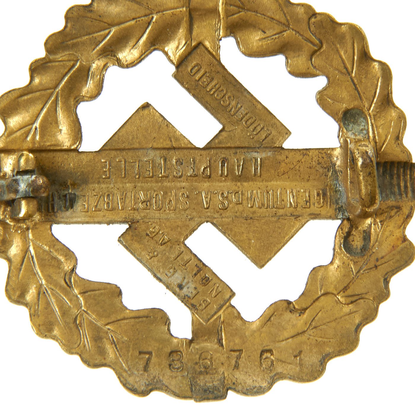 Original Berg Badge in & Gold Military Antiques German International SA Nolte WWII Sports A.G – by Grade