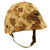 Original U.S. WWII M1 McCord Fixed Bale Helmet with USMC HBT Camouflage Cover and St. Clair Liner Original Items