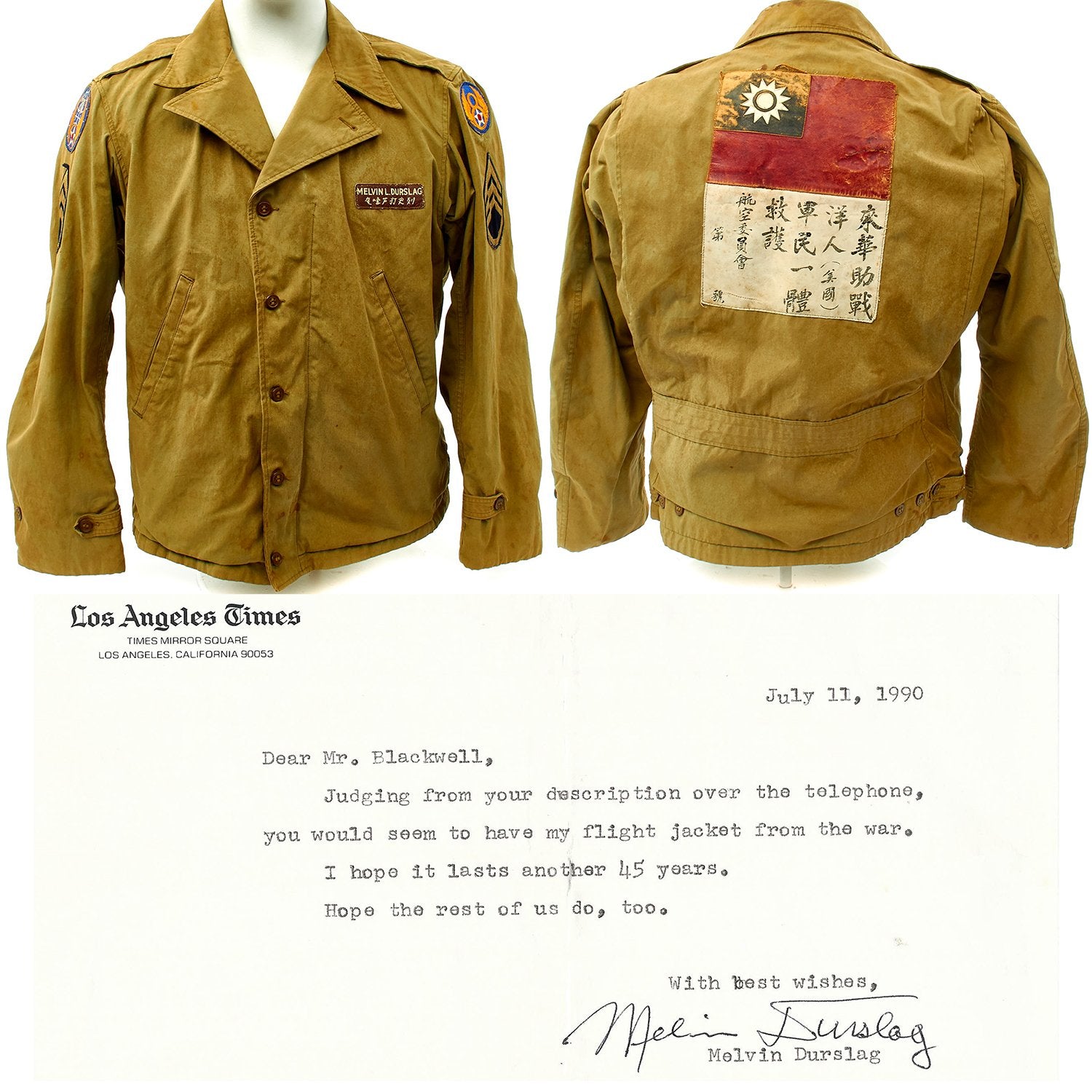 Original U.S. WWII Famous Sports Writer Mel Durslag M41 Flight