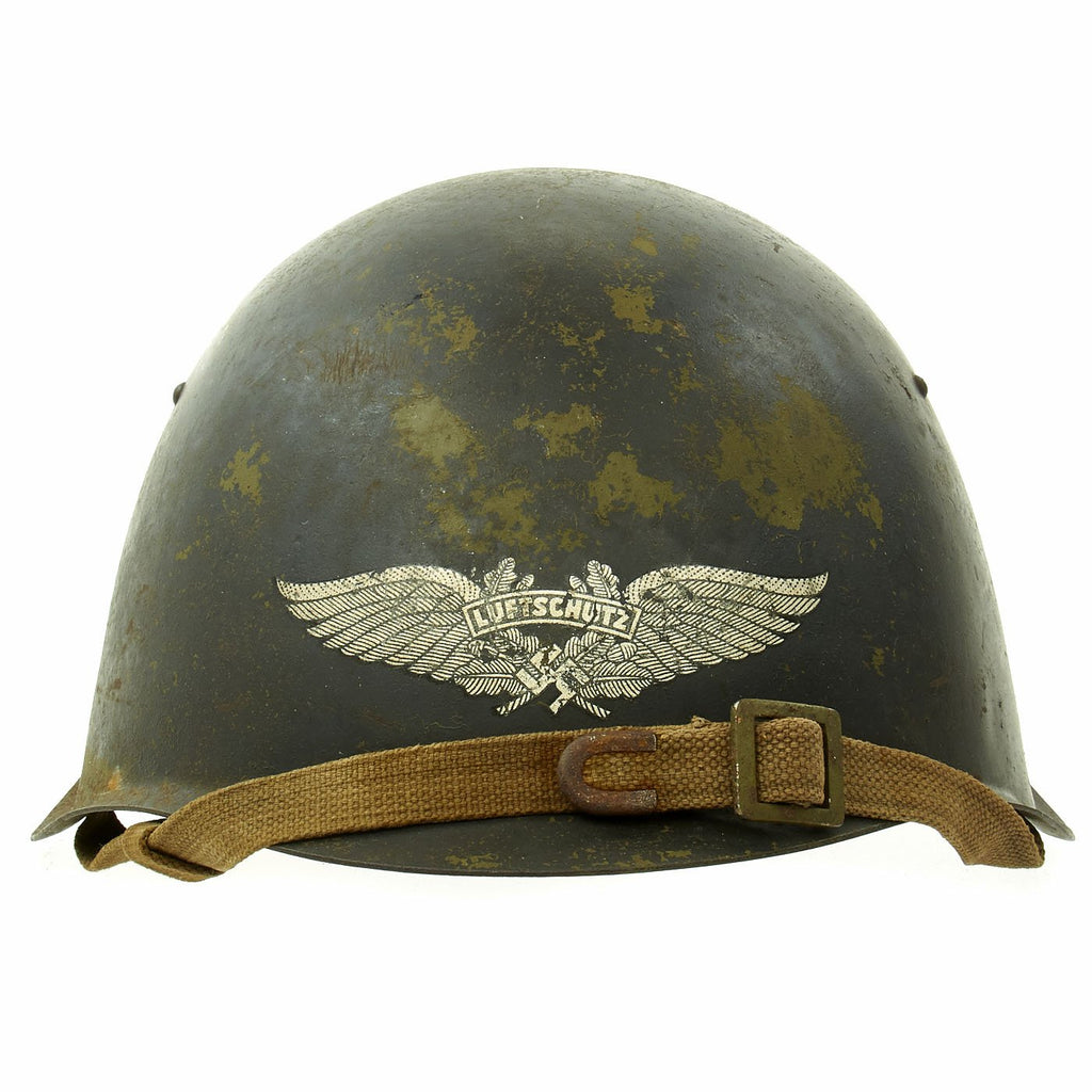 Original Rare German Captured Soviet Russian WWII SSh-39 Steel Helmet Converted for Luftschutz Use - Dated 1941 Original Items