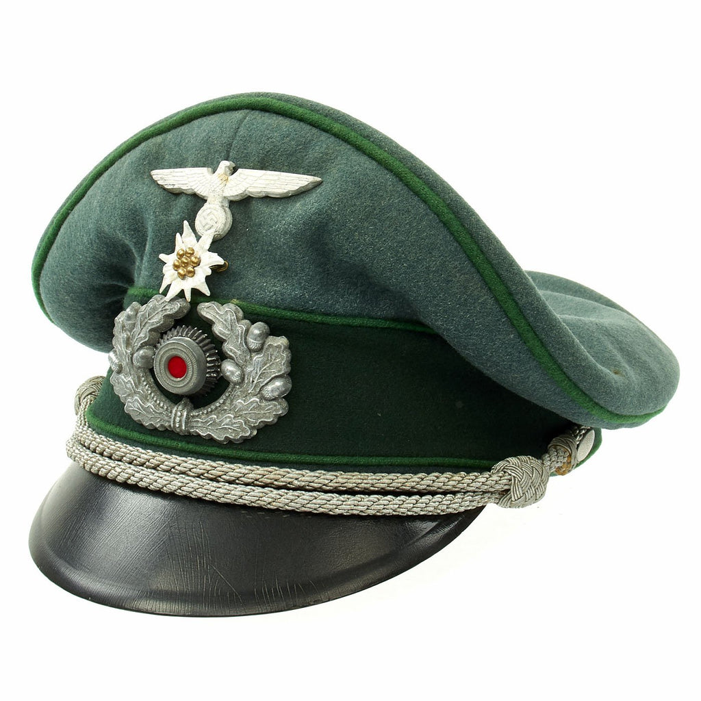 Original German WWII Gebirgsjäger Mountain Troop Officer Visor Cap by LLD Original Items