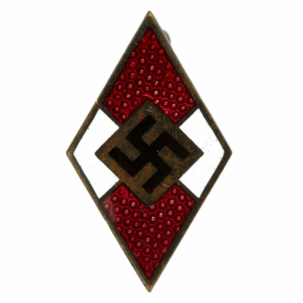 Original German WWII Hitler Youth Enamel Cap Badge by Hans Doppler of Wels - RZM M1/159 Original Items