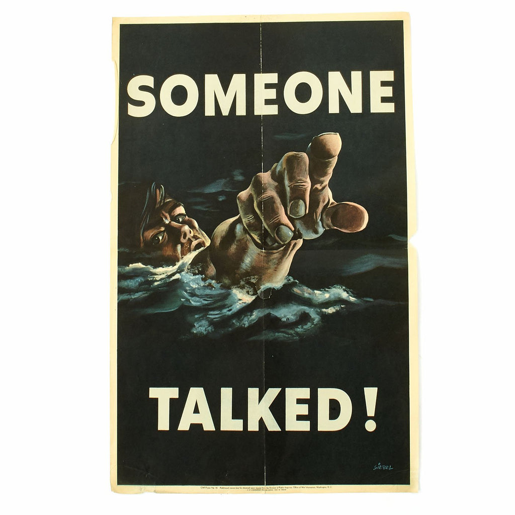 Original U.S. WWII 1942 Someone Talked OWI Propaganda Poster by Fritz Siebel - 14 x 22 Original Items