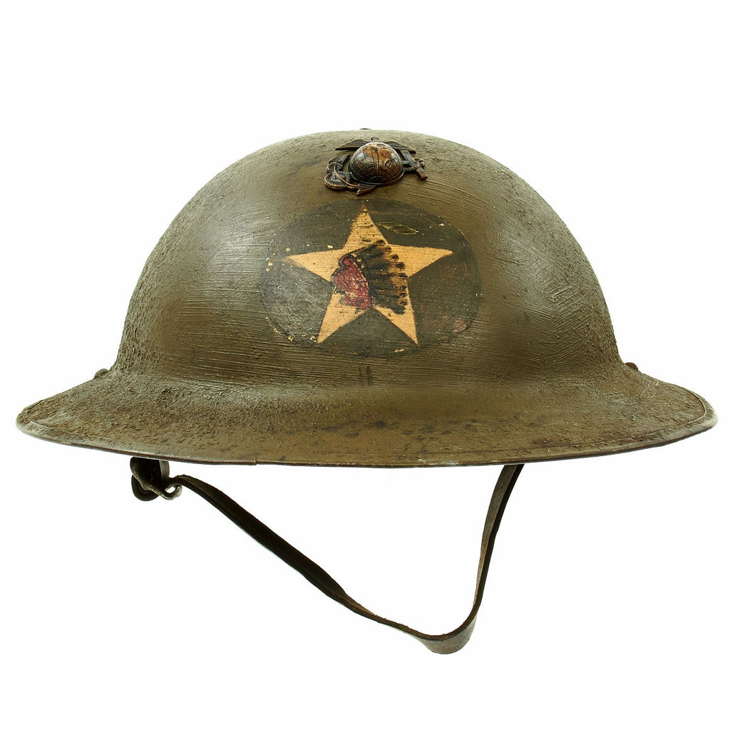 Original U.S. WWI 4th Marine Brigade HQ Model 1917 Helmet Original Items