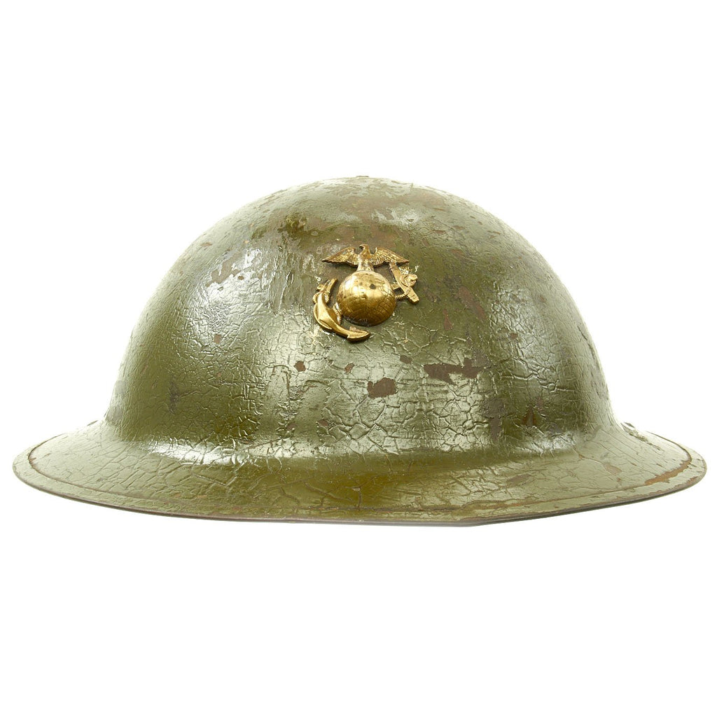 Original WWI U.S. Marine Corps M1917 Doughboy Helmet with Liner - Repainted Original Items