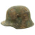 Original German WWI M16 Stahlhelm Helmet with Textured Panel Camouflage Paint - marked B.F. 64 Original Items