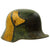 Original German WWI M16 Stahlhelm Helmet with Panel Camouflage Paint and Partial Liner - marked Si66 Original Items