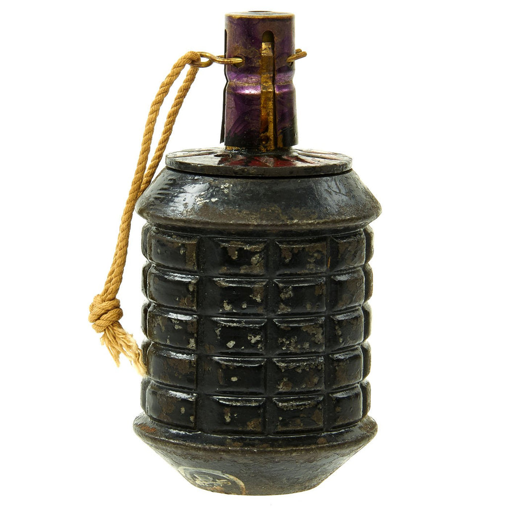 Original Japanese WWII Type 97 Inert Fragmentation Hand Grenade with Fuse dated 1938 and Kanji Markings Original Items