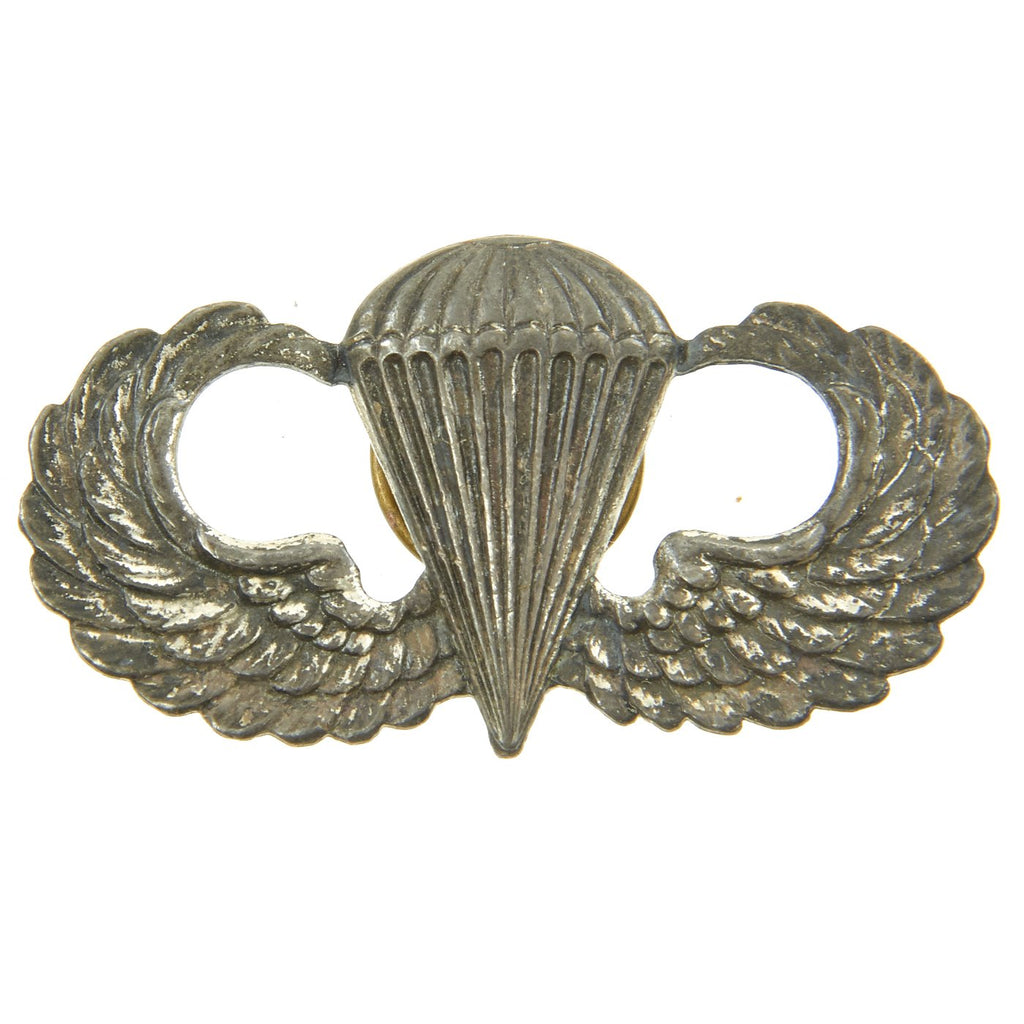 Original U.S. WWII Airborne Jump Wings by Weyhing - Sterling Screw Back Parachutist Badge Original Items