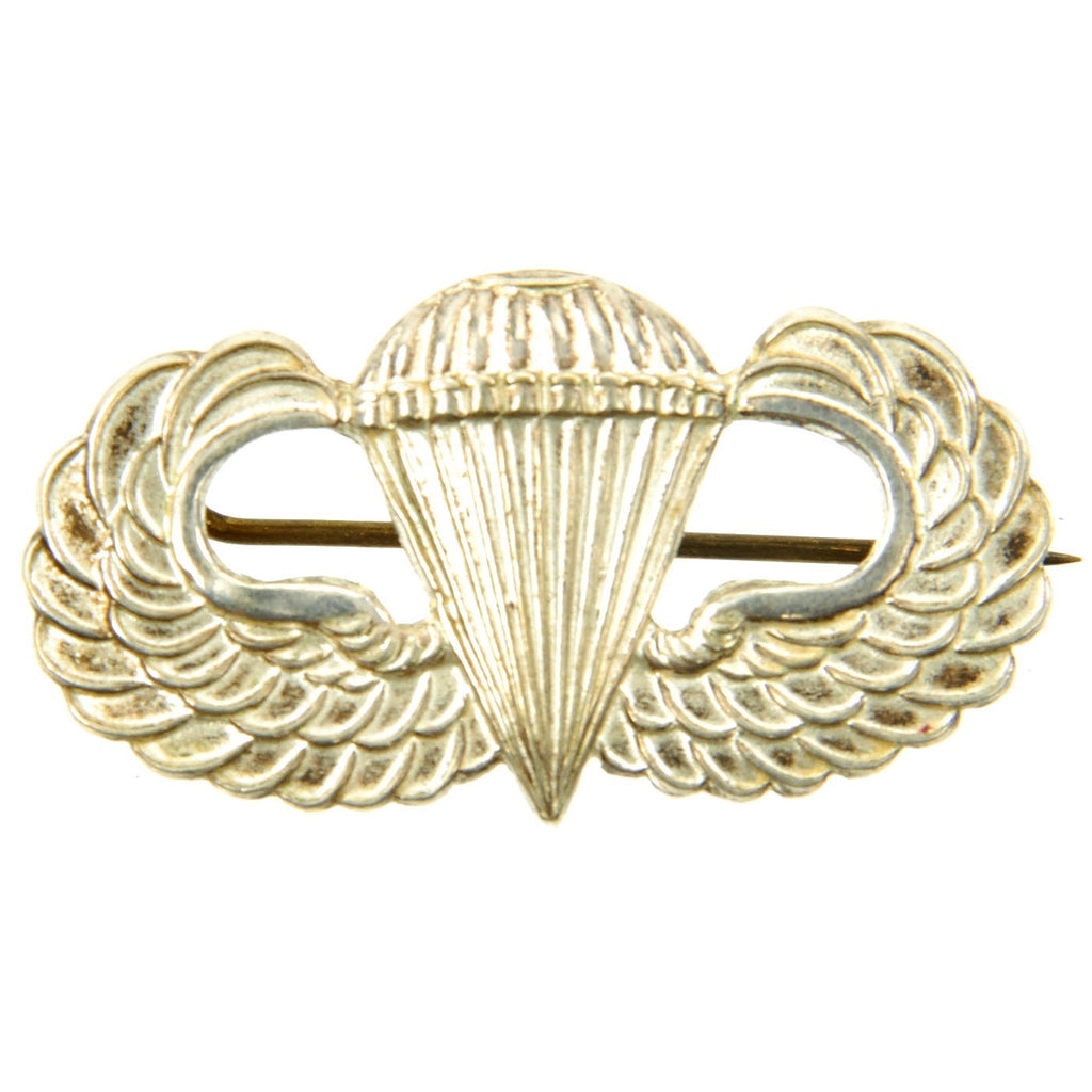 Original U.S. WWII British Made Airborne Jump Wings by J.R. Gaunt of London - Pin Back Parachutist Badge Original Items