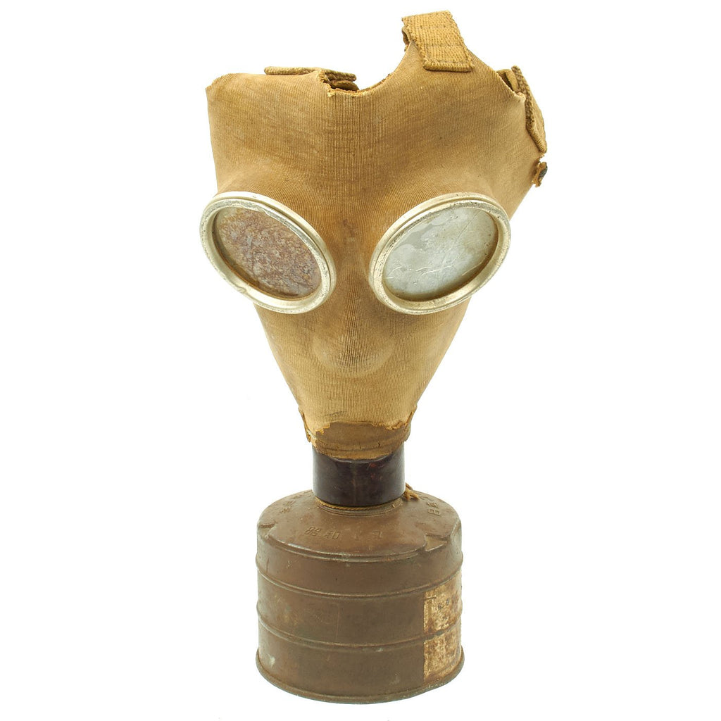 Original Imperial Japanese WWII Gas Mask with Filter and Paper Label - dated 1942 Original Items