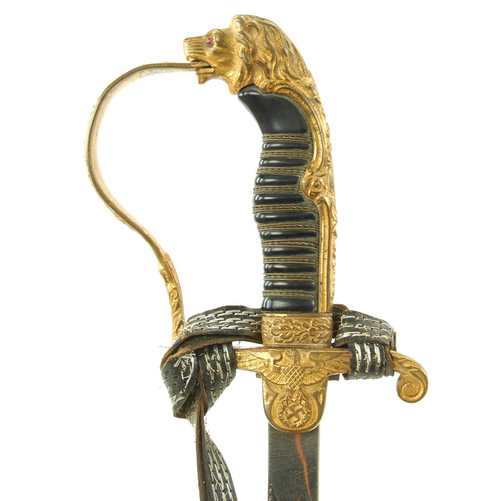 Original German WWII Officer's Lion Head Sword with Portepee by P.D. L ...