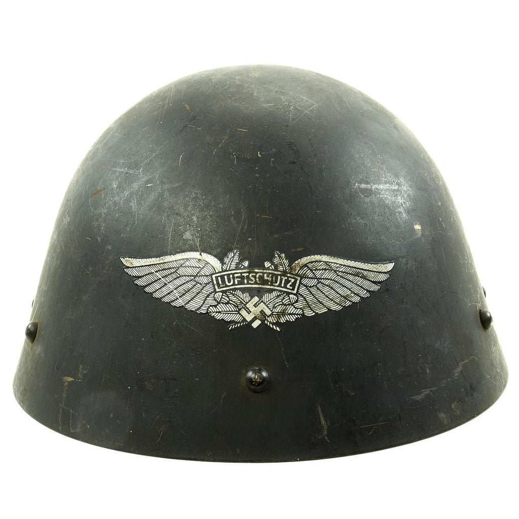 Original Czechoslovakian WWII Vz32 / M32 "Egg-Shell" Helmet Reissued for German Luftschutz - Dated 1935 Original Items