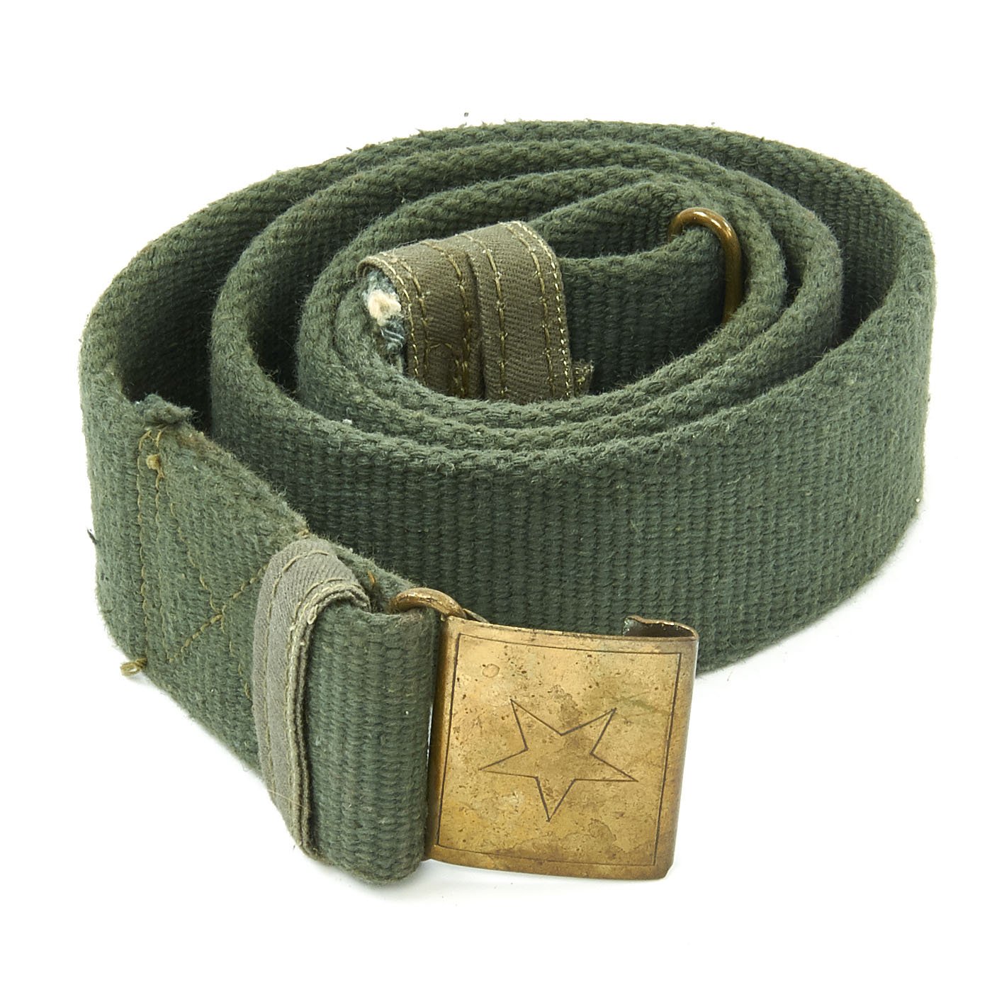 North Vietnamese Army Viet Cong Officer's Early Canvas Belt with Brass Star  Buckle