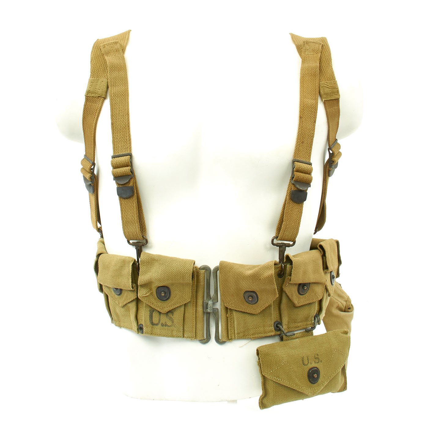 Original U.S. WWII Field Gear Set: M1923 Garand Belt, M1928 Pack 