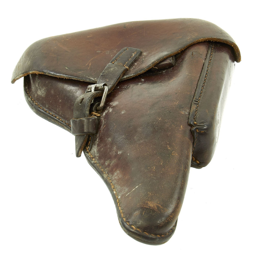 Original German WWII P08 Luger Brown Leather Holster by A. Walshausen - dated 1941 Original Items