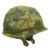 Original U.S. WWII Vietnam War M1 Personalized Paratrooper Helmet with USMC Reversible Camouflage Cover Original Items