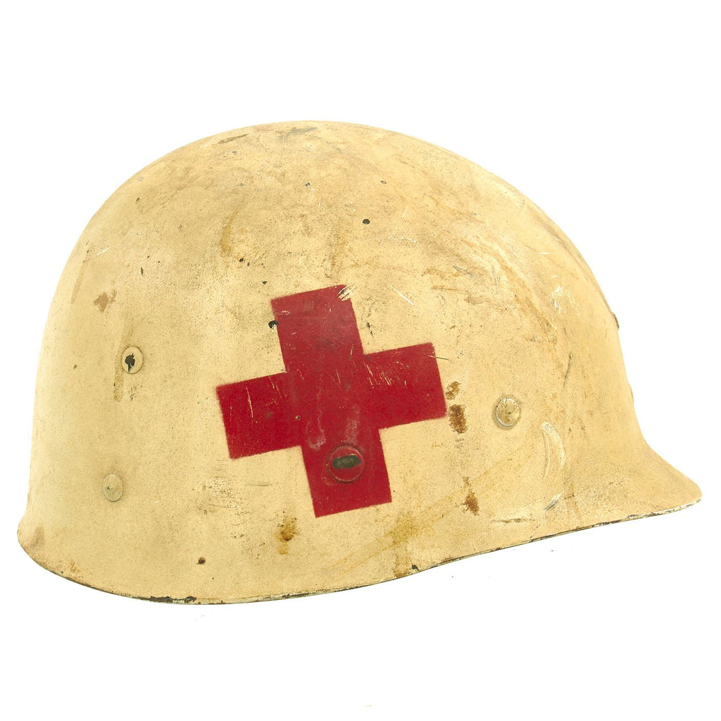 Original U.S. WWII Combat Medic Painted M1 Helmet Liner by Westinghouse Original Items