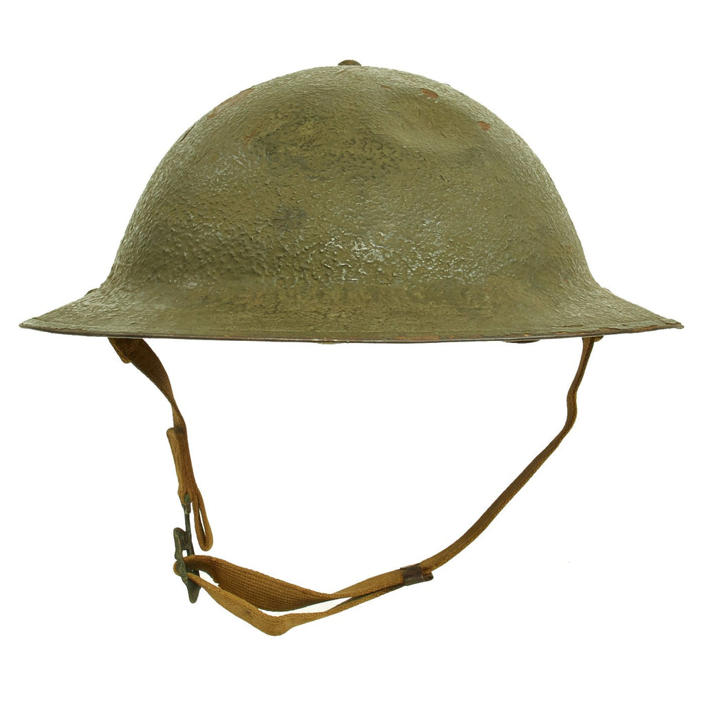 Original U.S. WWII M1917A1 Kelly Helmet with Textured Paint & Chinstrap Original Items