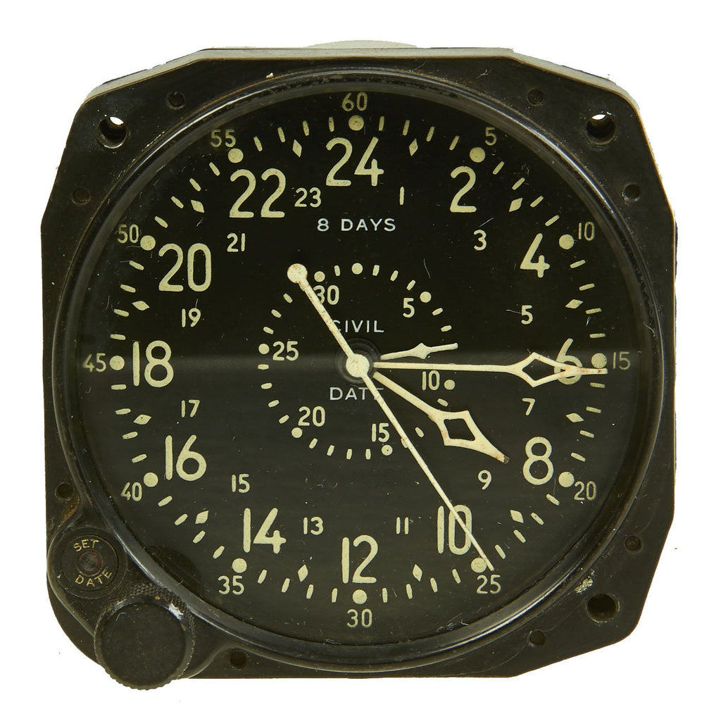 Original WWII U.S. Navy Marked CDIA 88-C-590 8 Day Clock for Aircraft by Waltham Original Items