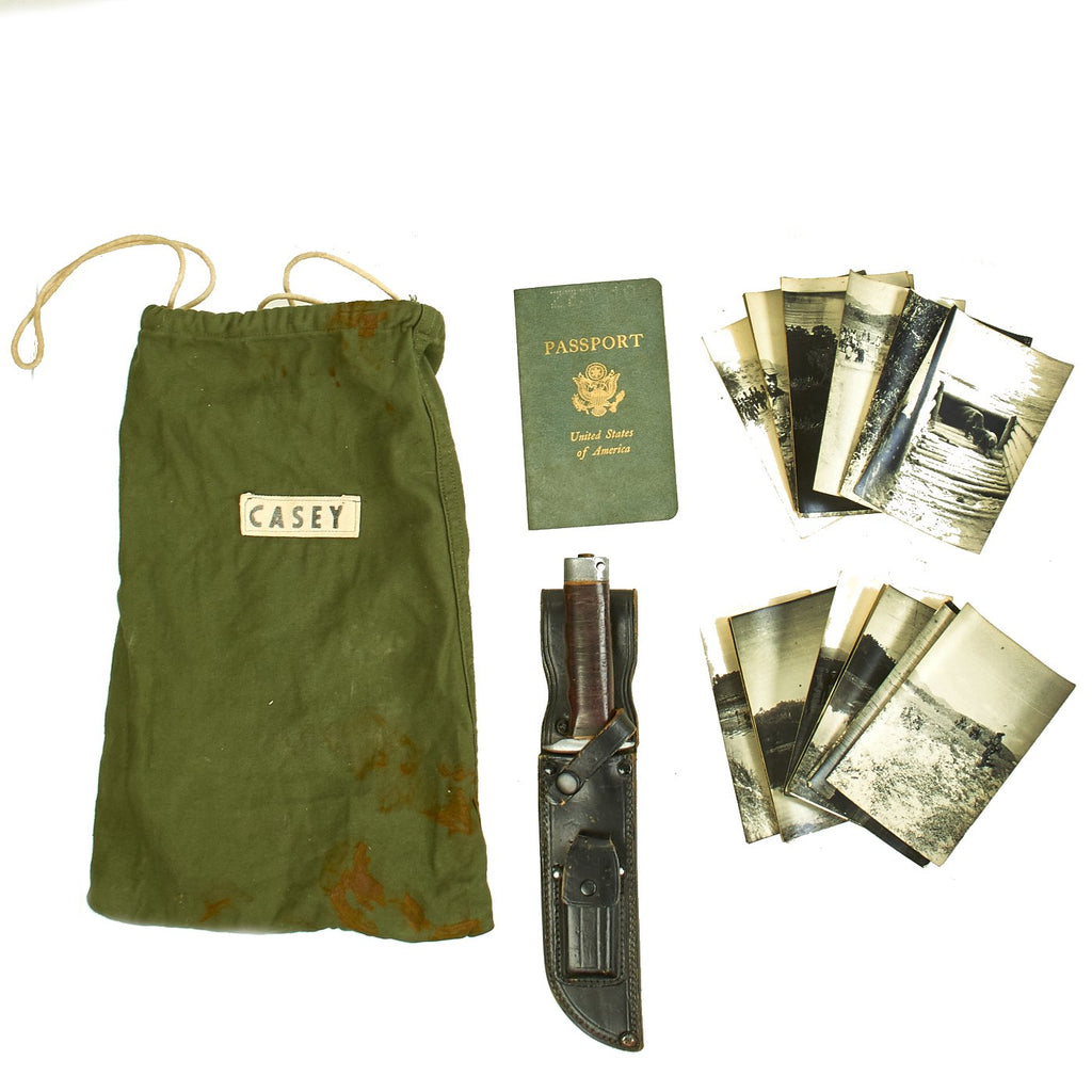 Original U.S. Vietnam War Named 5th Special Forces Group Fighting Knife with Photos and 1967 Passport Original Items