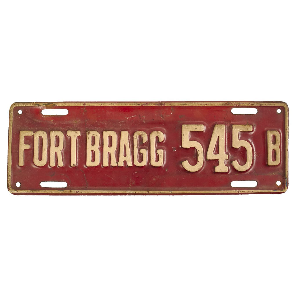 Original WWII U.S. License Plate #545 B for Fort Bragg in North Carolina Original Items