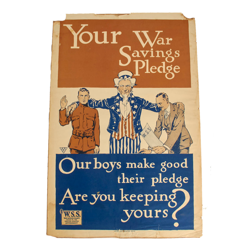 Original U.S. WWI War Savings Stamps Propaganda Poster - 21” x 32” Original Items