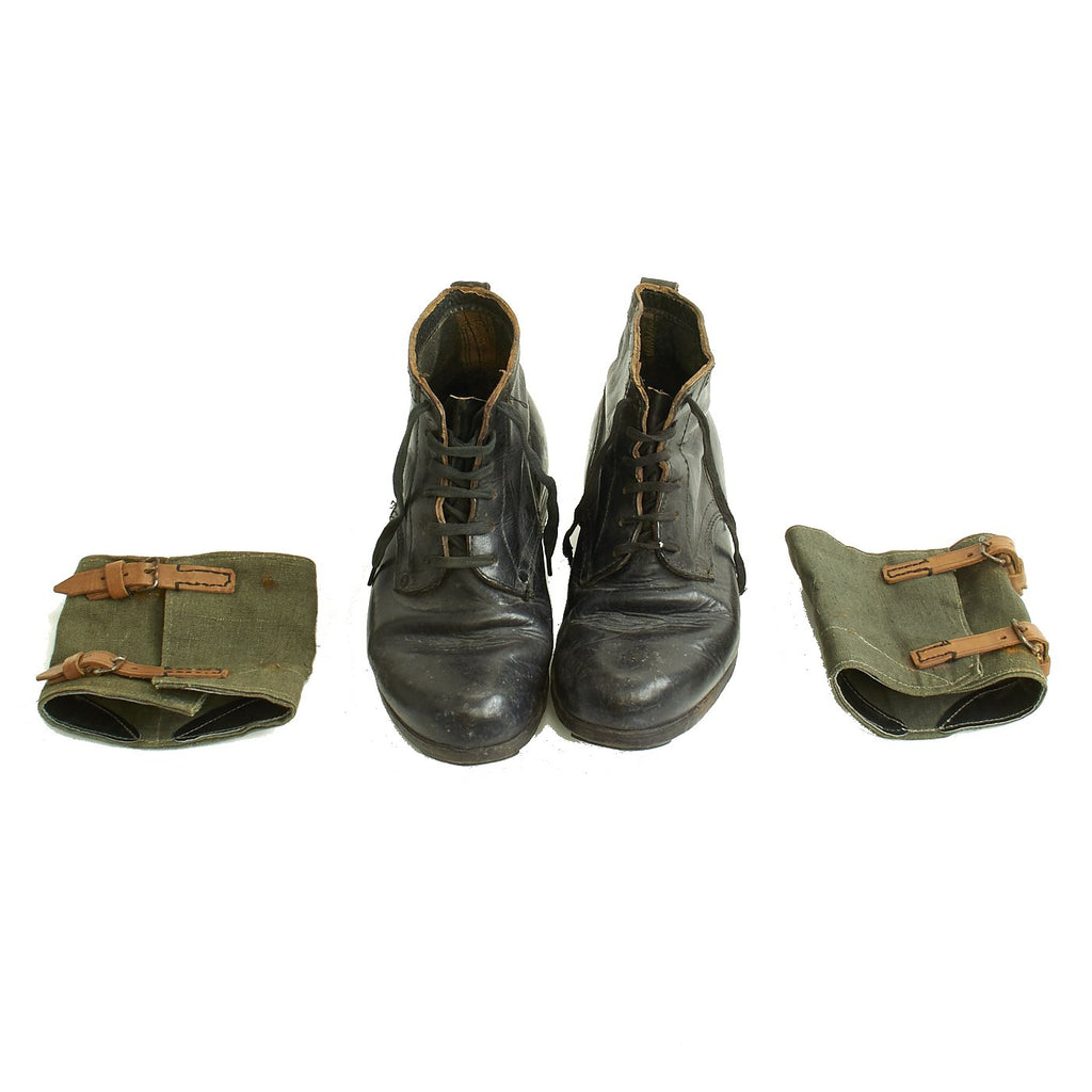 Original German WWII Combat Low Boots with Hobnails and Gamaschen Original Items