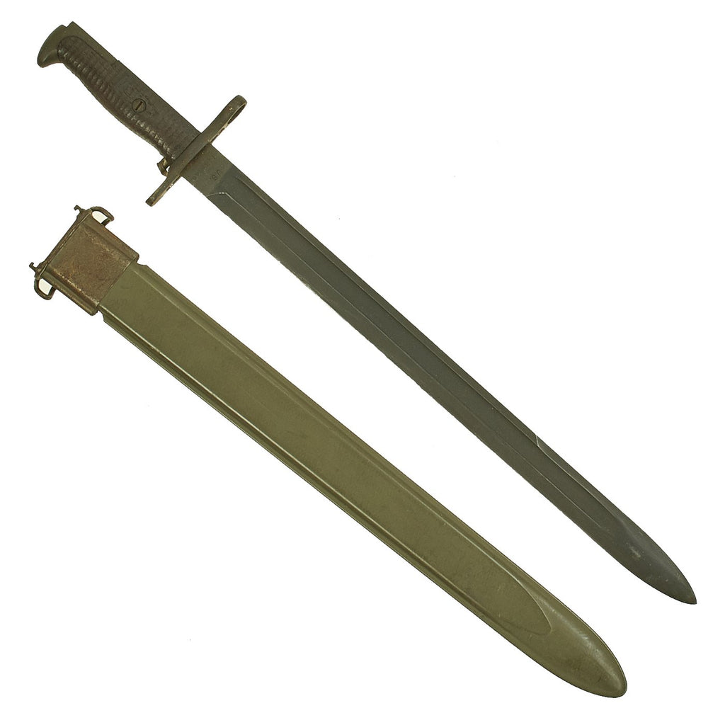 Original U.S. Pre-WWII M1905 Springfield 16" Rifle Bayonet marked S.A. with M3 Scabbard - dated 1921 Original Items