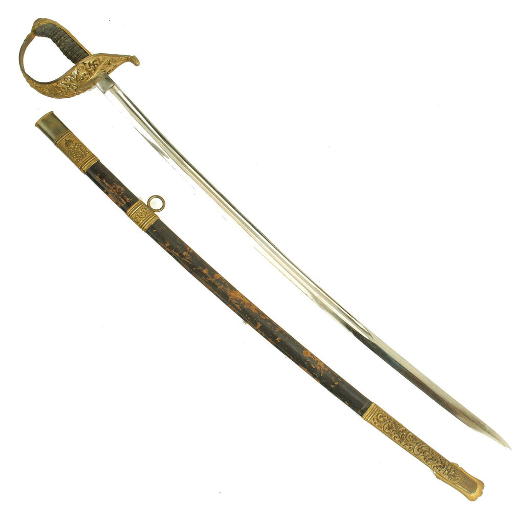 Original WWI Austro-Hungarian Imperial Dress Sword with Nickel Plated Blade & Scabbard International Military Antiques