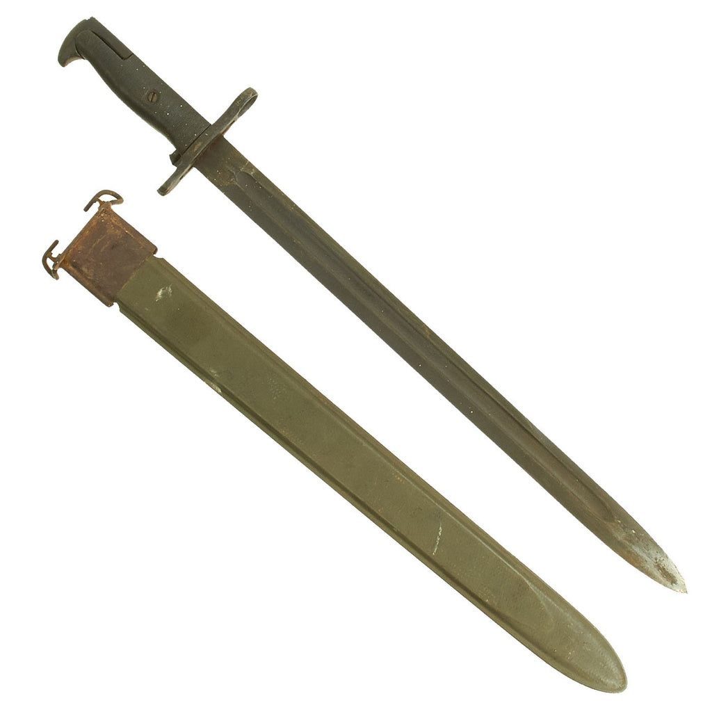 Original U.S. WWII M1942 Garand Rifle 16 inch Bayonet by U.F.H. with USN Mk1 Scabbard - dated 1943 Original Items