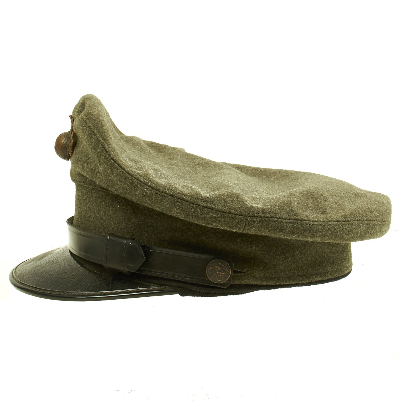 Original U.S. WWII Marine Corps OD Green Wool Visor Cap in size 7