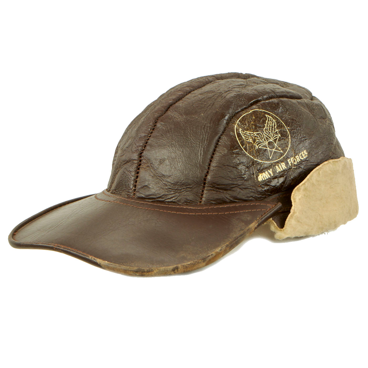 Original U.S. WWII USAAF B-2 Leather Flying Cap By Shaw-Barton Inc