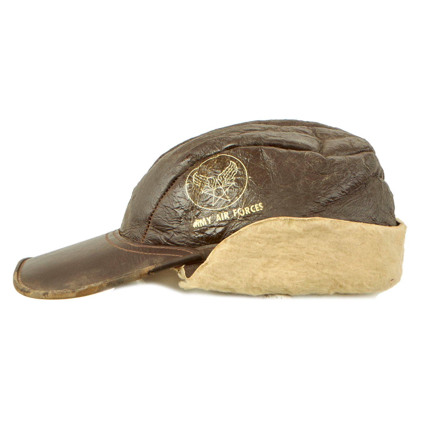 Original U.S. WWII USAAF B-2 Leather Flying Cap By Shaw-Barton Inc