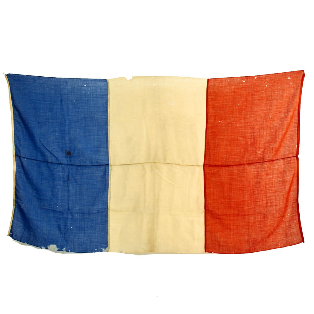 Original WWII French Large Tricolor National Wool Flag - 45" x 82" Original Items