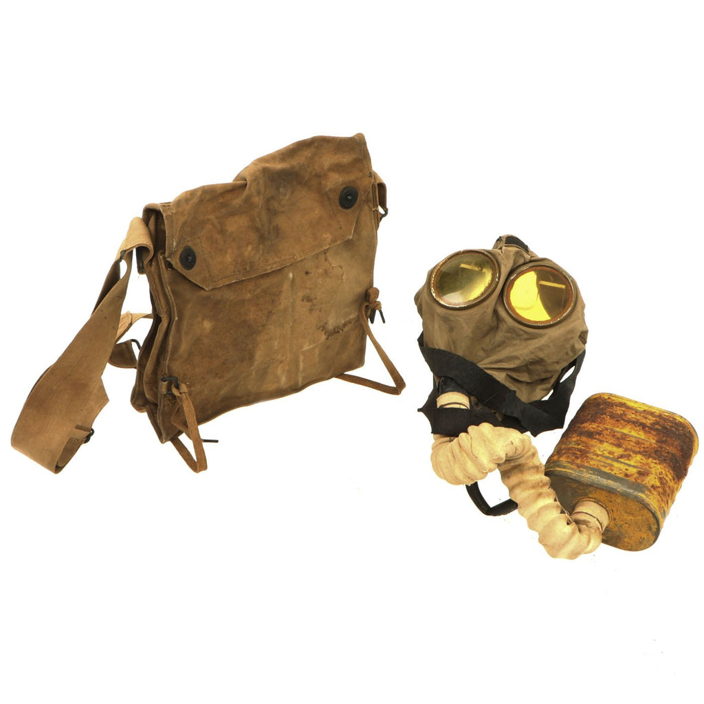 Original U.S. WWI M1917 SBR Gas Mask with Named Carry Bag and Filter Original Items