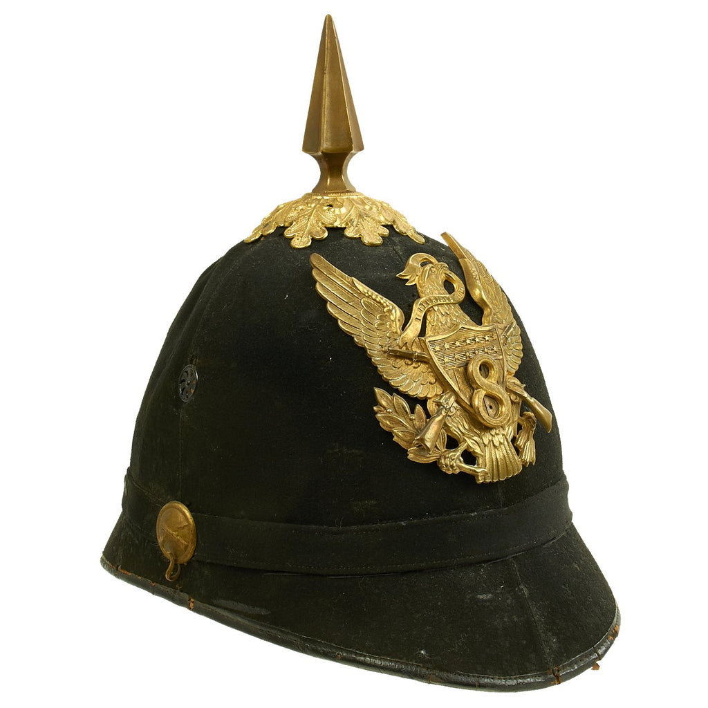 Original U.S. Model 1881 Army Infantry Officers Dress Spiked Pith Helmet by Ridabock - Size 7 1/8 Original Items