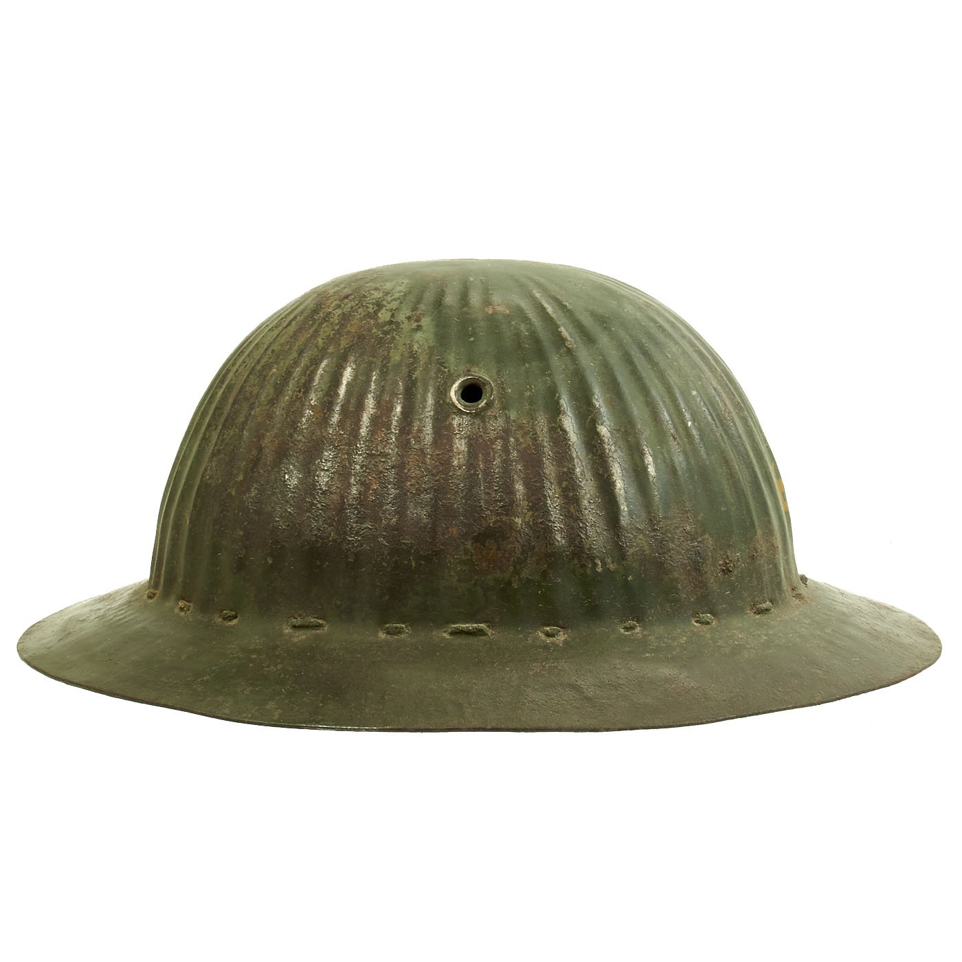 Original WWI Portuguese M1915 Corrugated Steel Helmet