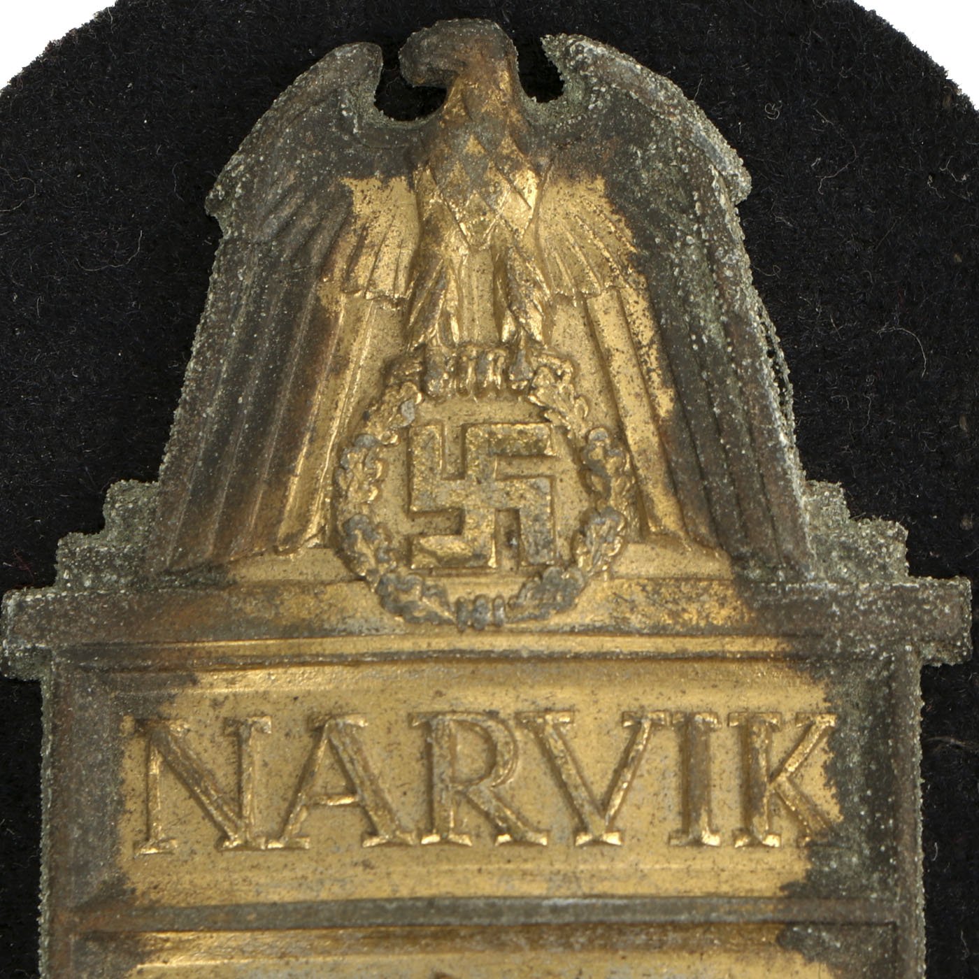 Original German WWII Gold Kriegsmarine Narvik Shield Award with